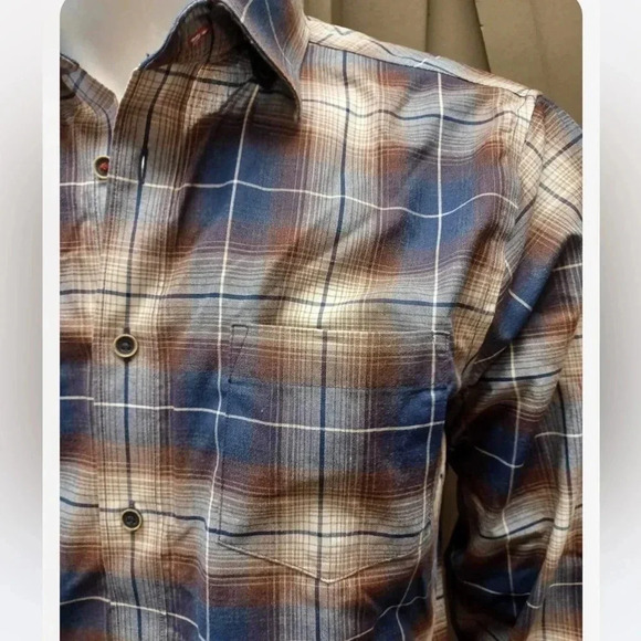 Daniel Hechter Brown  Plaid Long Sleeve Shirt Top Size Medium - Picture 14 of 15